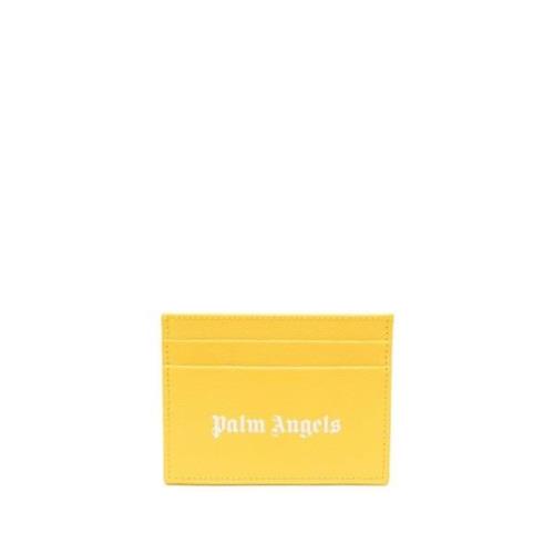 Palm Angels Gul och vit läderkorthållare Yellow, Unisex