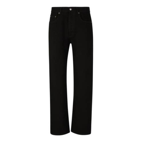 Palm Angels Svarta Slim Jeans i Bomull med Broderad Logotyp Black, Her...