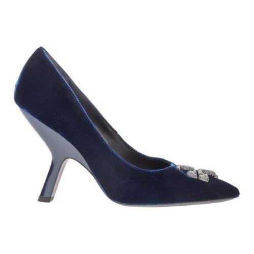 Tory Burch Blå Velvet Pumps Blue, Dam