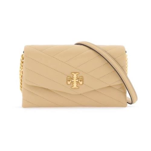 Tory Burch Chevron Nappa Läder Kira Mini Väska/Plånbok Beige, Dam