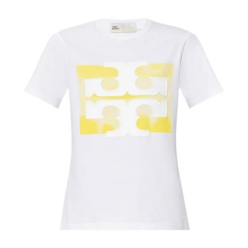 Tory Burch T-shirt med logotyp White, Dam