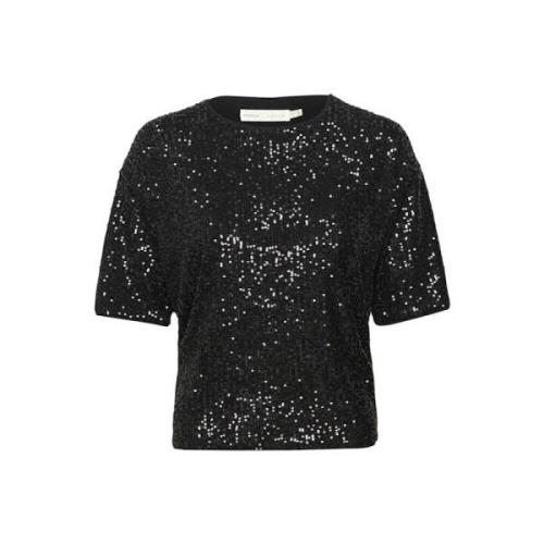 InWear Svart JarjarIW Paljett T-shirt Topp Black, Dam