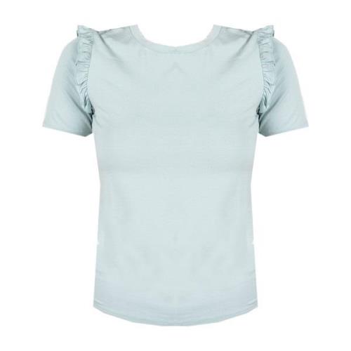 Patrizia Pepe Stilfull T-shirt för kvinnor med rynkade axlar Blue, Dam