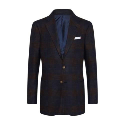 Kiton Lyxig Cashmere Blend Jacka Blue, Herr