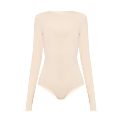 Maison Margiela Stickad l?ngärmad bodysuit Beige, Dam