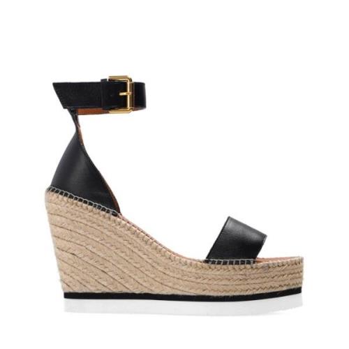 See by Chloé Glyn Wedge Espadrilles Black, Dam