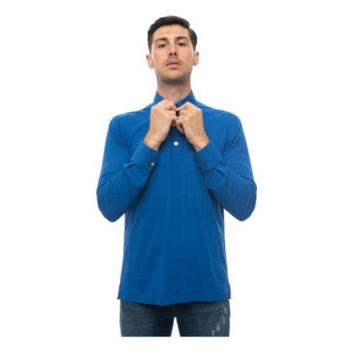 Kiton Cornflower Blue L?ngärmad Polo Tröja Blue, Herr