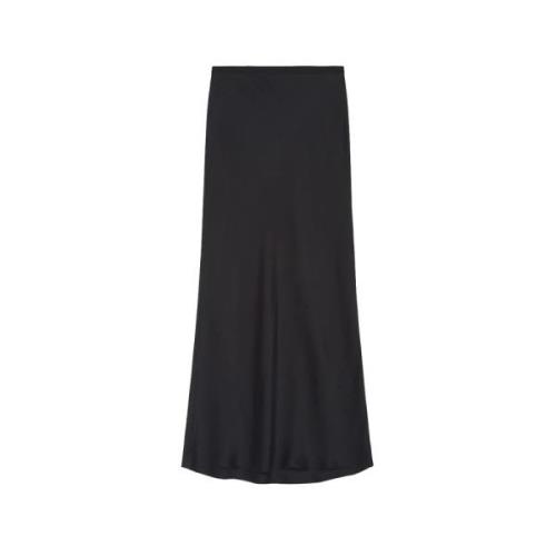 Anine Bing Svart Midi Sidenkjol Black, Dam