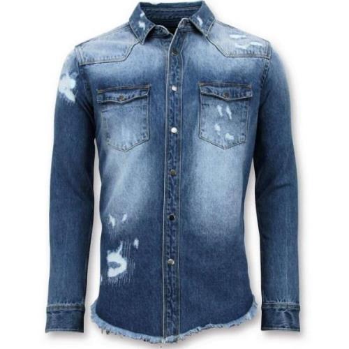 Enos Long Denim Shirt - Män s Denim Blouse Blue, Herr