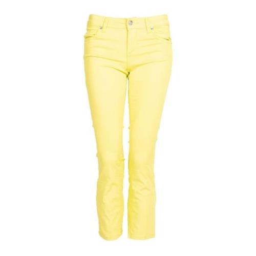 Liu Jo Åtsittande Bottom Up Jeans med Glänsande Ränder Yellow, Dam