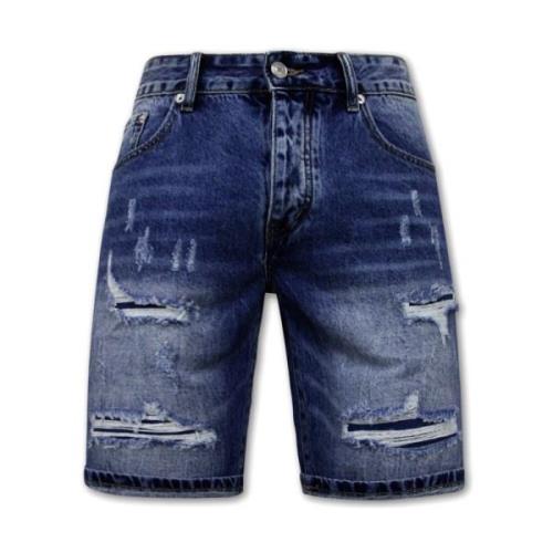 Enos Slim Fit Herr Denim Shorts - Blå Blue, Herr