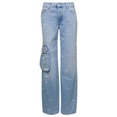 Off White Wide Jeans Blue, Dam