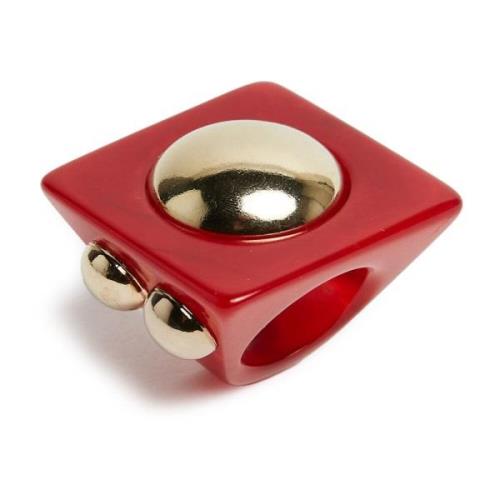 La DoubleJ Hathor Square Ring - Antik egyptisk glamour Red, Dam