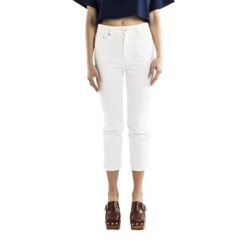 Ami Paris Vita Cropped Jeans, Slim Fit, Ankellängd White, Dam