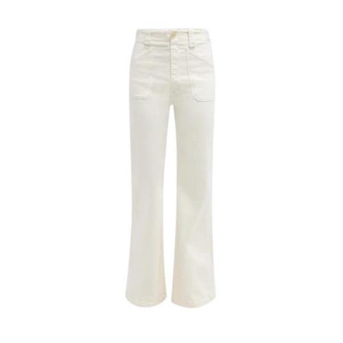 Mother Ecru Denim Jeans med Raka Ben Beige, Dam