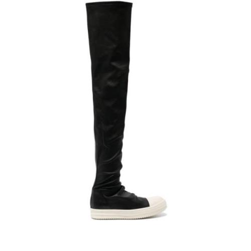 Rick Owens Svarta Läderstrumpor Warstwa zewnetrznas Black, Dam