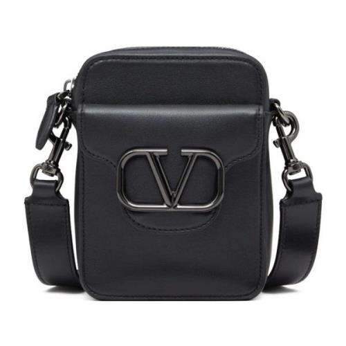 Valentino Garavani Mini Locò Läder Crossbody Väska Black, Herr