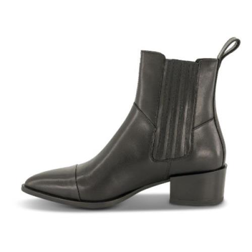 Vagabond Shoemakers Svarta Läderstövlar med Elastisk Stängning Black, ...