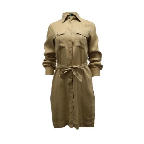 Ralph Lauren Pre-owned Pre-owned Linné klnningar Beige, Dam