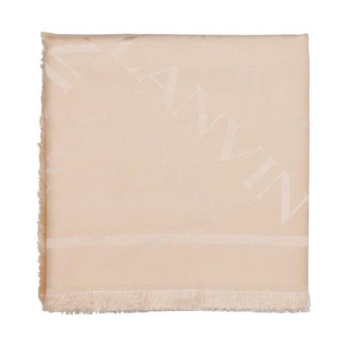 Lanvin Beige Ull och Siden Scarf med Tryckt Logotyp Beige, Dam