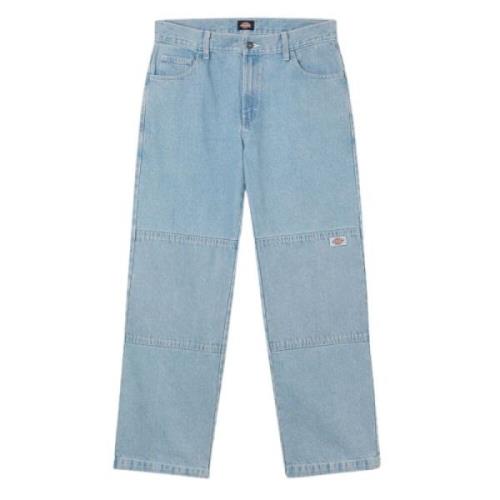 Dickies Ljus Tvätt Dubbel Knä Denim Byxa Blue, Herr