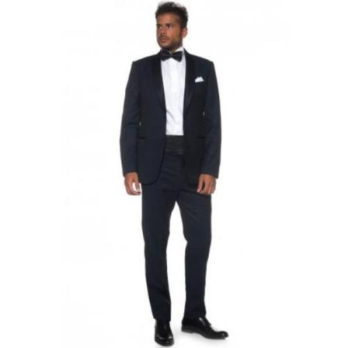 Emporio Armani Elegant Tuxedo med rund satinrevers Blue, Herr