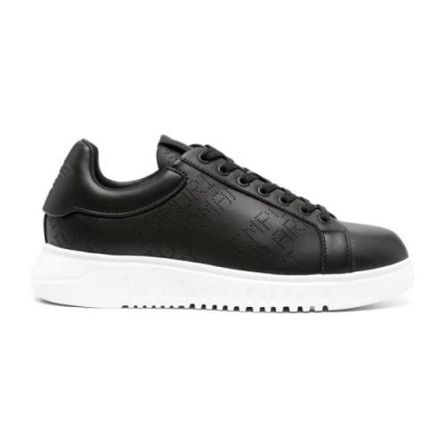 Emporio Armani Svarta stängda sneakers för män Black, Herr