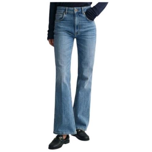 Gant Högmidjade Flare Jeans Blue, Dam