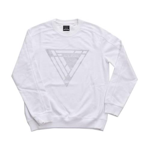 Guess Logo Triangle Sweatshirt - Vit, Rak Passform, Långa ärmar White,...