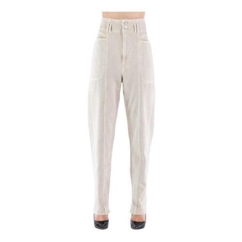 Isabel Marant Leather Trousers Beige, Dam