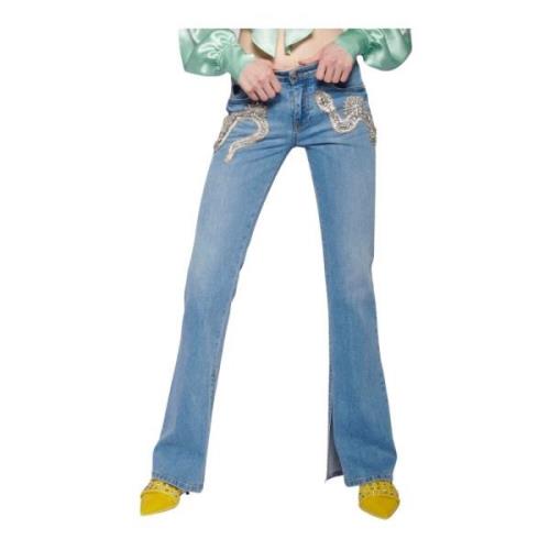 John Richmond Flare Jeans med Paljettsnake Blue, Dam