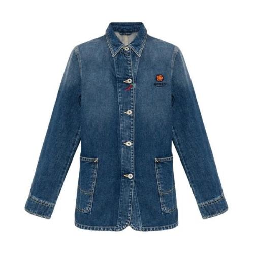 Kenzo Denim Jacka with logo Blue, Dam