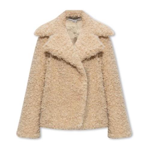 Stella McCartney Kortklippt fuskläderjacka Beige, Dam