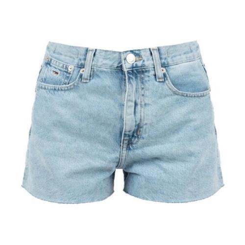 Tommy Hilfiger Slitna höga midje denim shorts Blue, Dam