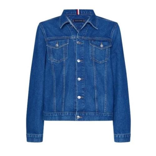 Tommy Hilfiger Mörk Denim Truckerjacka med Knappstängning Blue, Herr