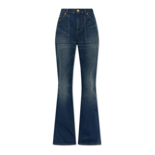 Balmain Utsvängda jeans Blue, Dam