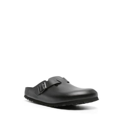 Birkenstock Svarta Läder Slip-On Sandaler Black, Herr