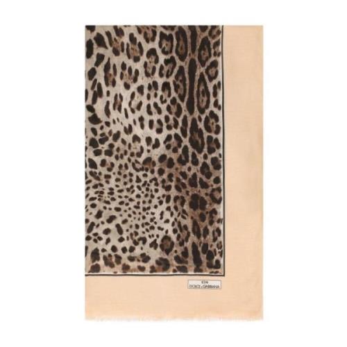 Dolce & Gabbana Leopardmönstrad Sidenhalsduk - KIM Dolcegabbana Beige,...