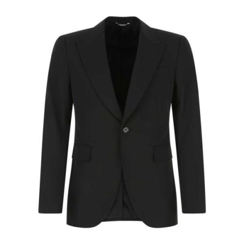 Dolce & Gabbana Svart stretch polyester blazer Black, Herr
