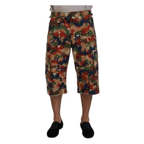 Dolce & Gabbana Multifärgad Kamouflage Cargo Shorts Multicolor, Herr