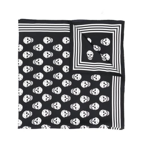 Alexander McQueen Svart Silke Mini Skull Print Halsduk Black, Dam