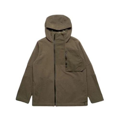 Maharishi Asymmetrisk Fleecehoodie med Dragkedja Green, Herr