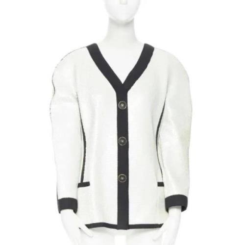 Chanel Vintage Pre-owned Polyester ytterklder White, Dam