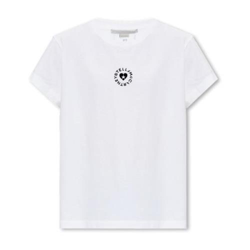 Stella McCartney T-shirt med logotyp White, Dam