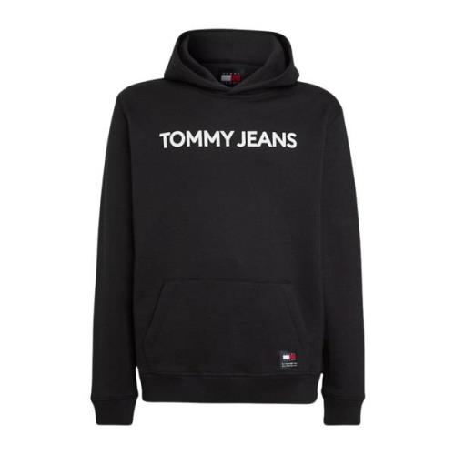 Tommy Jeans Svart huvtröja - Rak passform Black, Herr