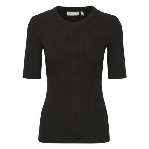 InWear Slim Fit Ovan Armbåge T-Shirt Black, Dam