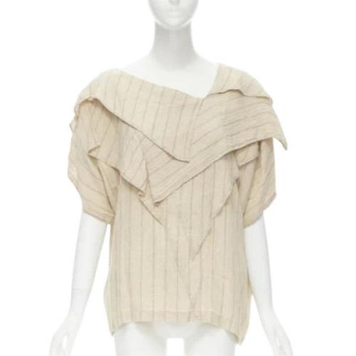 Issey Miyake Pre-owned Pre-owned Tyg toppar Beige, Dam