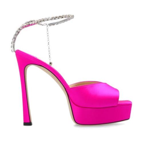 Jimmy Choo ‘Saeda’ plattformsandaler i satin Pink, Dam