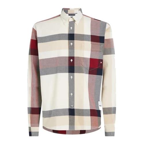 Tommy Hilfiger Global Stripe Archie Fit Rutig Skjorta Beige, Herr