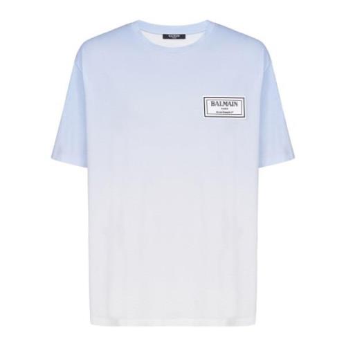 Balmain T-shirt med gradient och gummipatch Blue, Herr